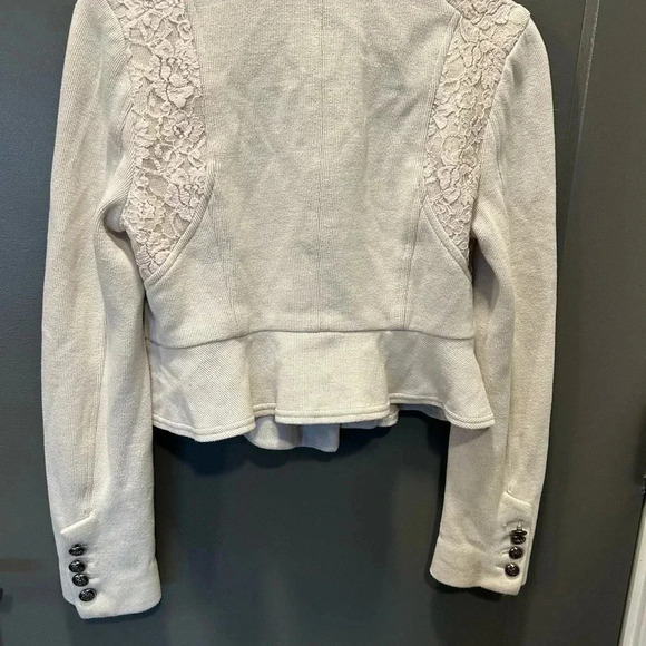 WE THE FREE CROPPED MILITARY STYLE CREAM WITH LACE COTTON BLEND JACKET SIZE4 - Picture 3 of 6